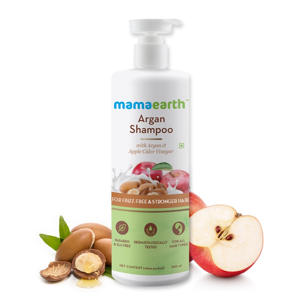 Mamaearth Argan Shampoo With Argan & Apple Cider Vinegar for Frizz-free & Stronger Hair - 250 ml