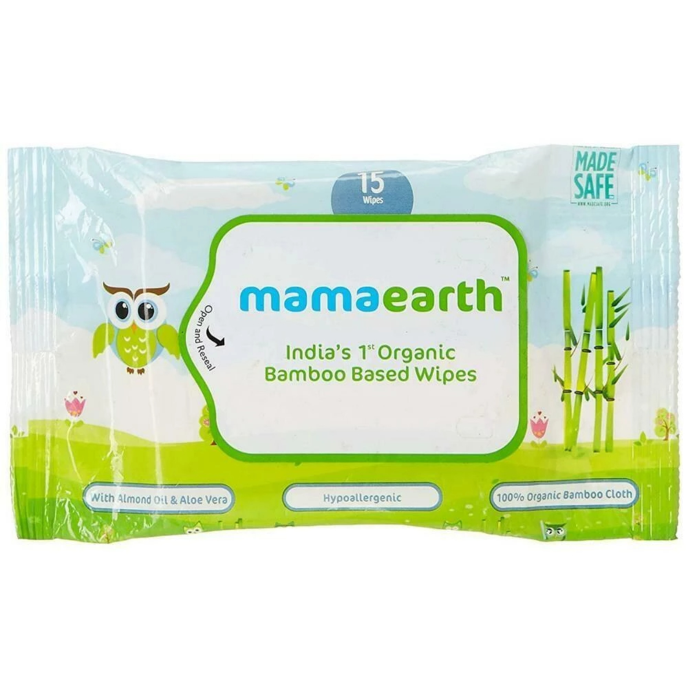 Mamaearth India's First Organic Bamboo Based Baby Wipes, 15 Wipes