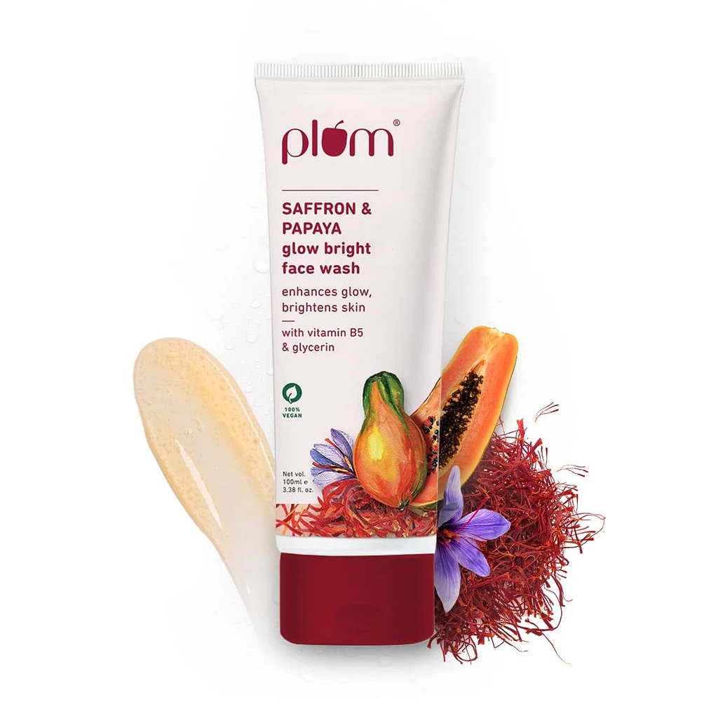 Plum Saffron & PaPaya Glow Bright Face Wash - 100ml