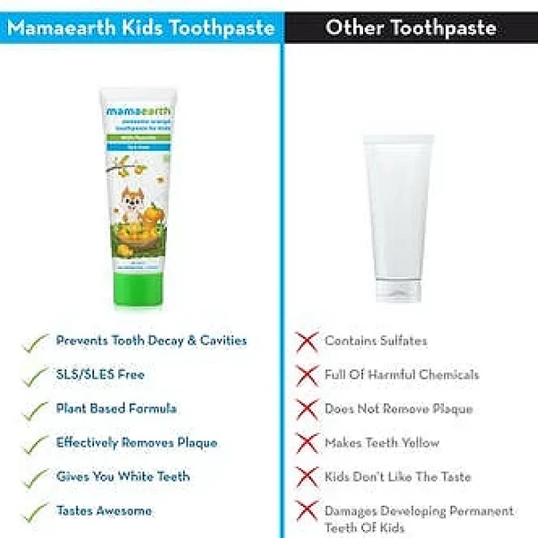 Mamaearth Sulfate Free Awesome Orange Toothpaste For Kids With Fluoride