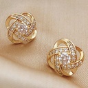 1 Pair Hollow Metal Flowers Temperament Stud Earrings