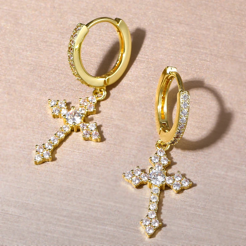 Beautiful Earrings Cross Gold Plated