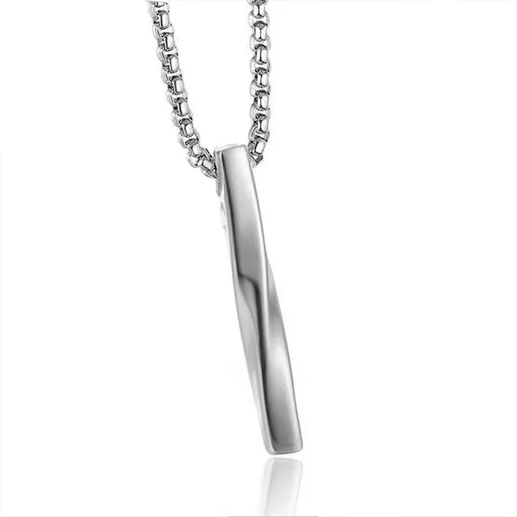 Men's Rugged Twisted Bar Pendant Chain Necklace 60cm