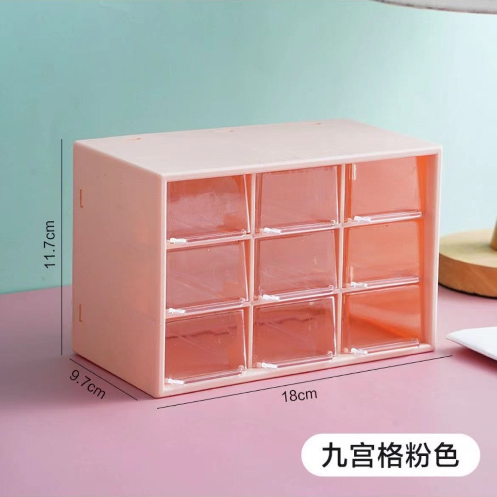 Nine-grid rose red Storage Box