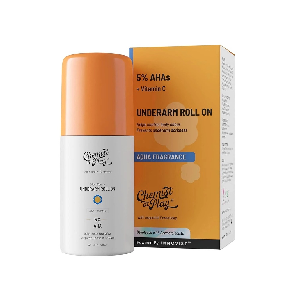 Chemist At Play Under Arm Roll On - Aqua Fragrance - 40ML (4% Lactic Acid + 1% Mandelic Acid)