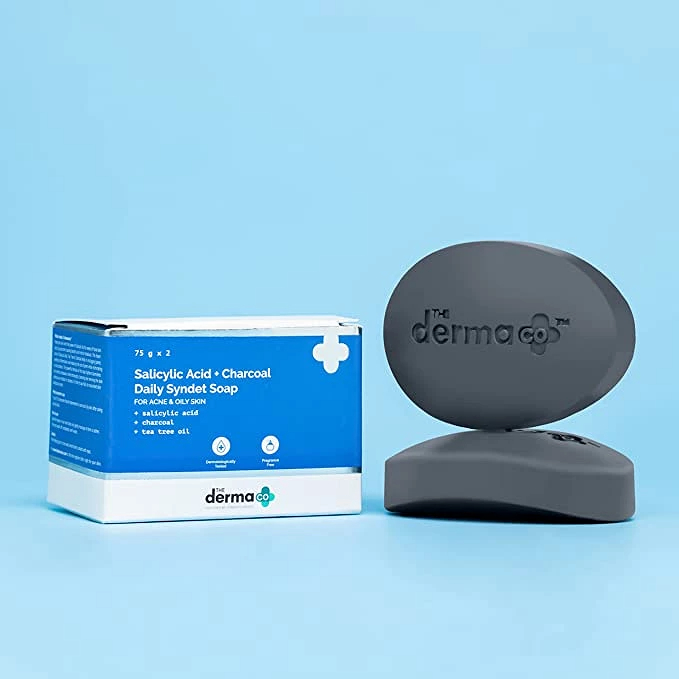 Derma Co. Salicylic Acid + Charcoal Daily Syndet Soap 75g x 2 (Pack of 2)