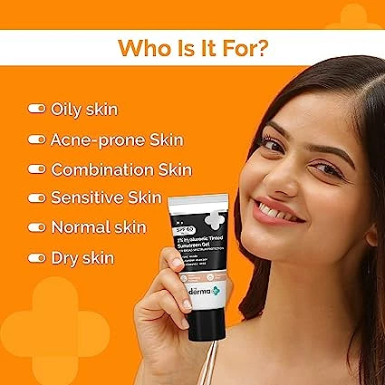 Derma Co 1% Hyaluronic Tinted Sunscreen Gel SPF 60