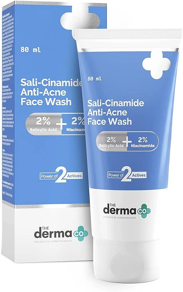 Derma co sali-cinamide anti-acne face wash with 2 salicylic acid & 2 -80ml