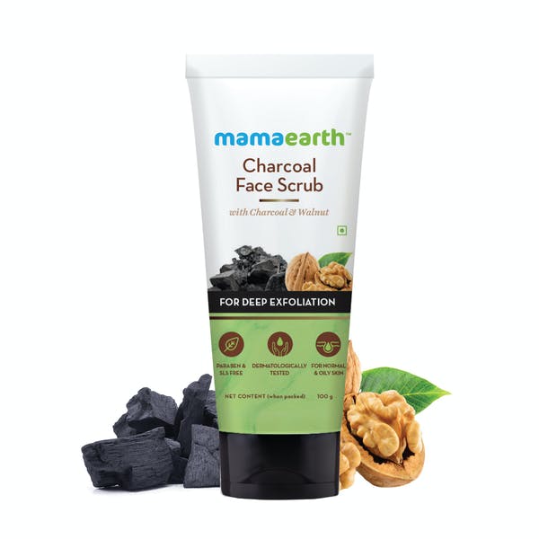 Mamaearth Charcoal Face Scrub For Oily Skin & Normal Skin With Charcoal & Walnut - 100gm