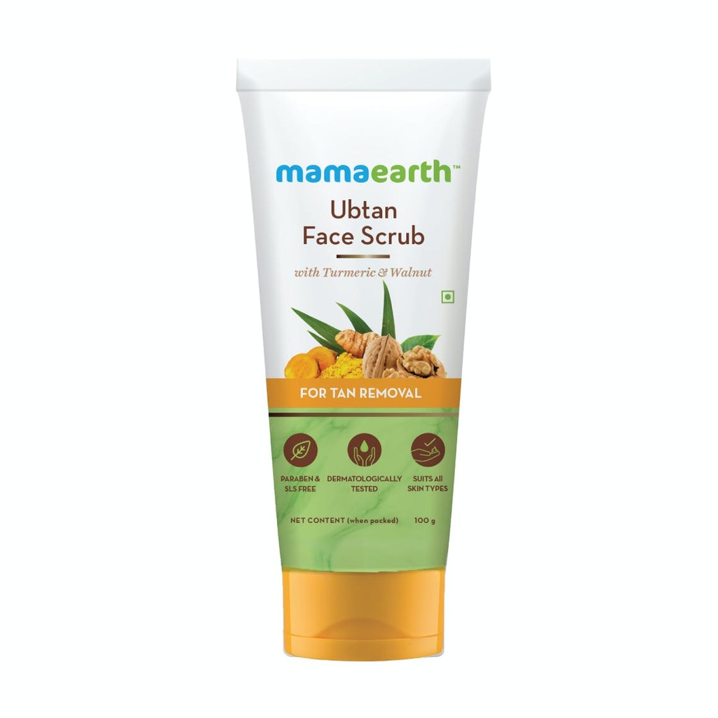 Mamaearth Ubtan Face Scrub with Turmeric & Walnut for Tan Removal-100g