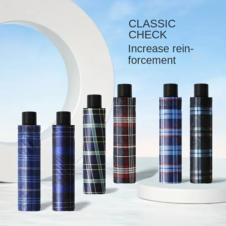 UV Protection Two Folding Check Umbrella