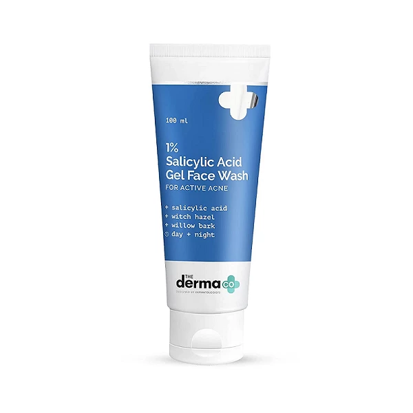 Derma Co 1% Salicylic Acid Gel Face Wash with Salicylic Acid & Witch Hazel for Active Acne