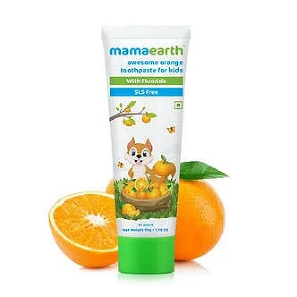 Mamaearth Sulfate Free Awesome Orange Toothpaste For Kids With Fluoride