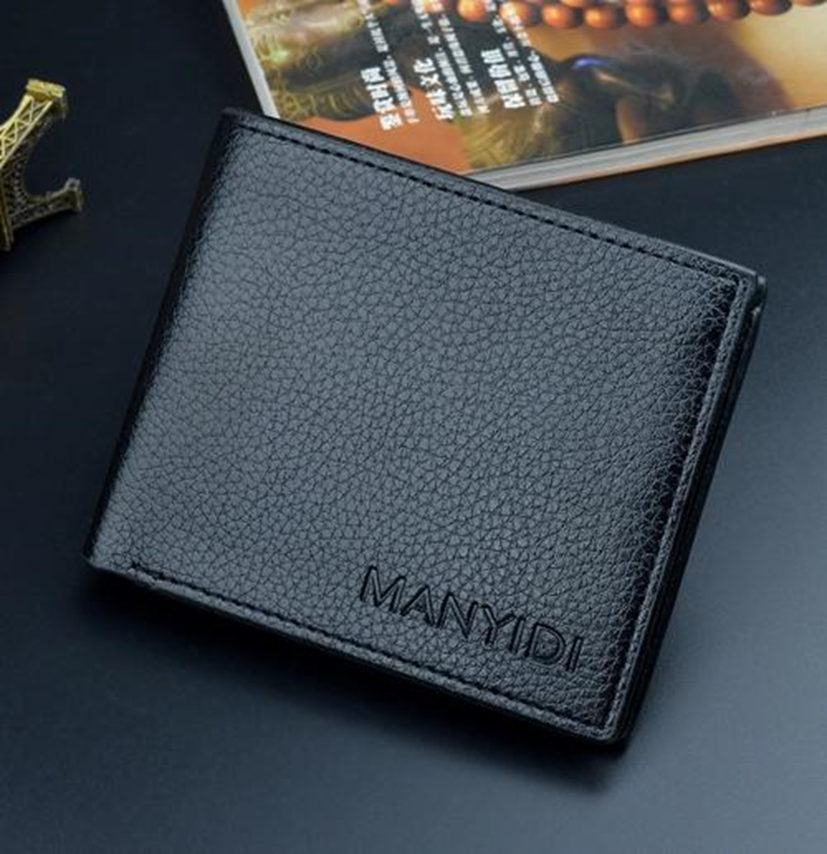 Men's Solid Color Pu Leather Fold in Half Small Wallets