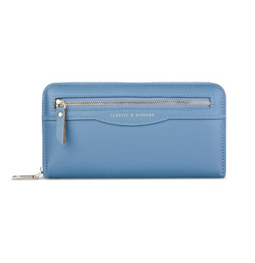 Women's Spring & Summer Pu Leather Solid Color Fashion Square Zipper Long Wallet