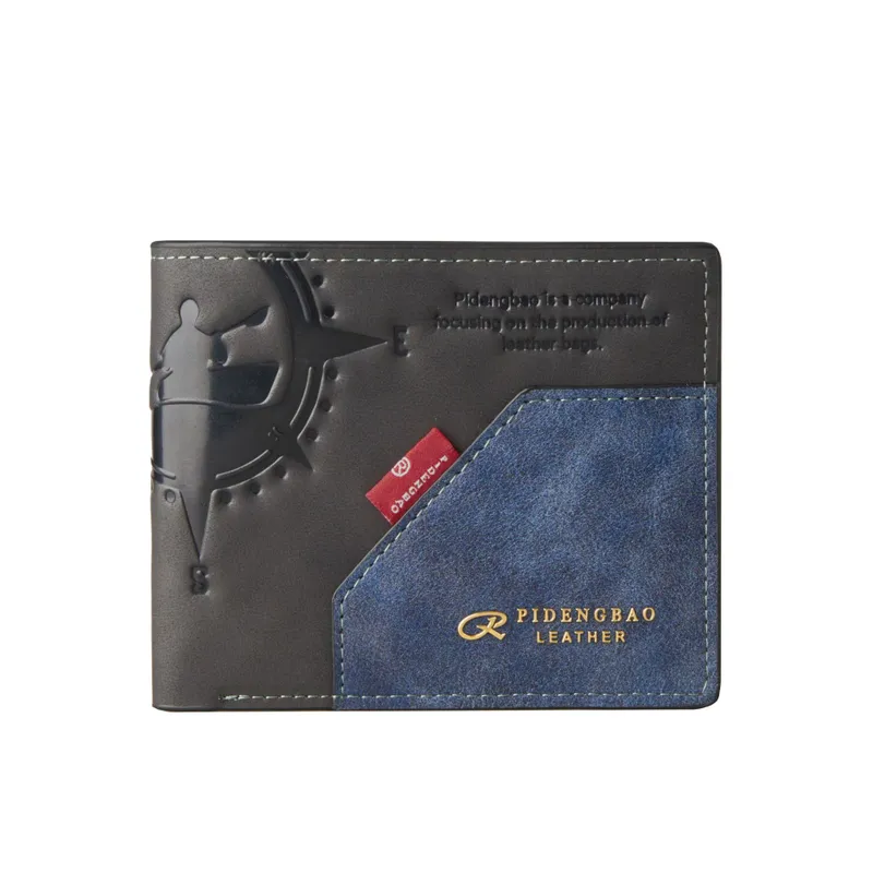 Men's Geometric Color Block Pu Leather Flip Cover Card Holder