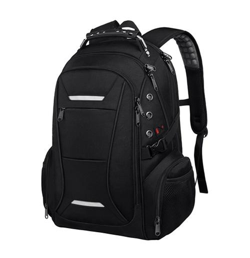 Men's Solid Color Oxford Cloth Zipper Functional Backpack Laptop Backpack
