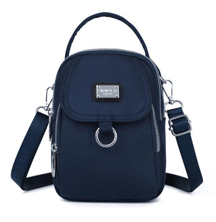 Women's Small Nylon Color Block Classic Style Semicircle Zipper Crossbody Bag