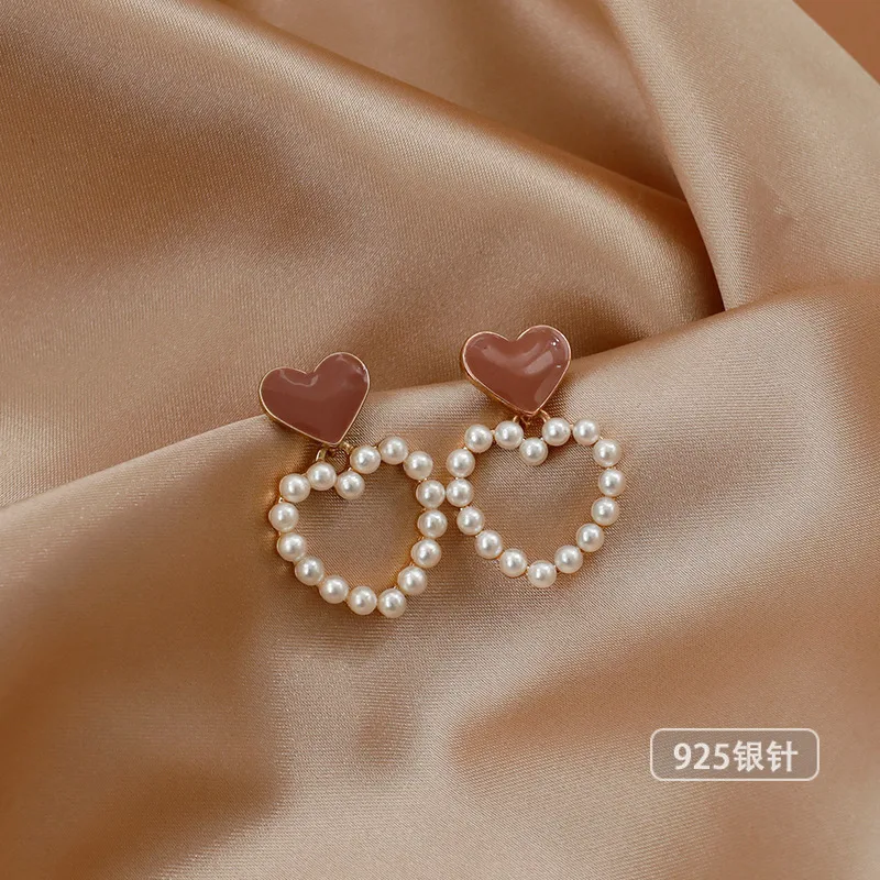  Pearl Double Heart Earring - Classic Pearl Accessories 