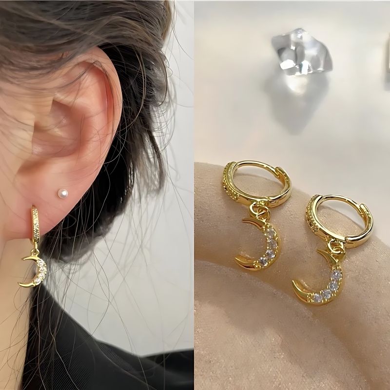 korean style moon heart shape drop earrings