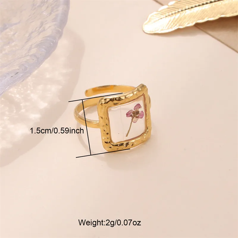 Cute Pastoral Oval Flower 304 Stainless Steel  Open Rings