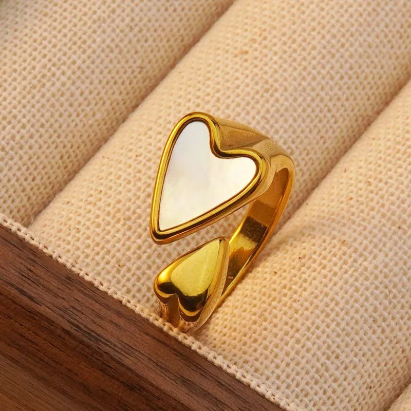 Gold Open Heart Opal Ring