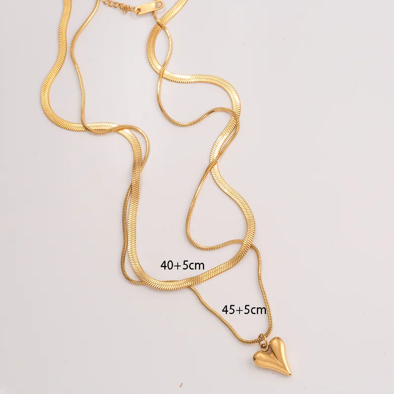 Double Layers Loving Heart Gold Necklace