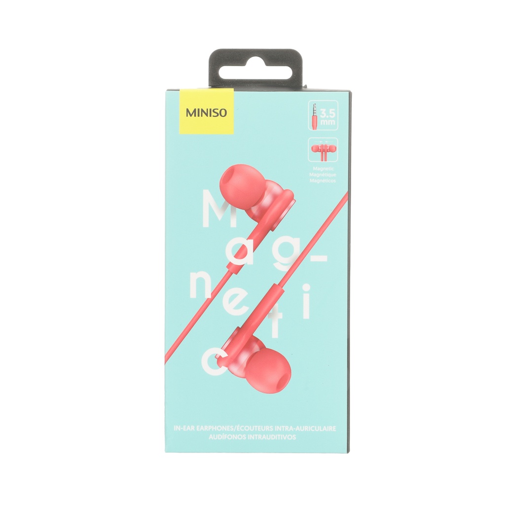 3.5mm Magnetic In-Ear Metal Wired Earphones  Model: PA506(Red)