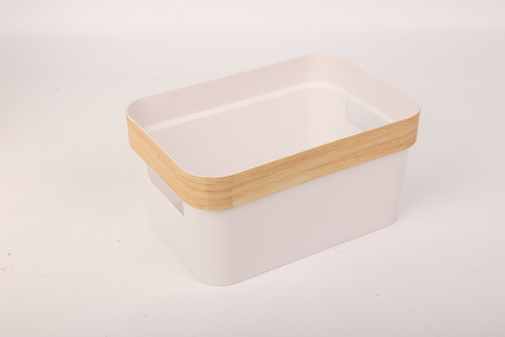 Storage Bin with Wood Grain Design Rim