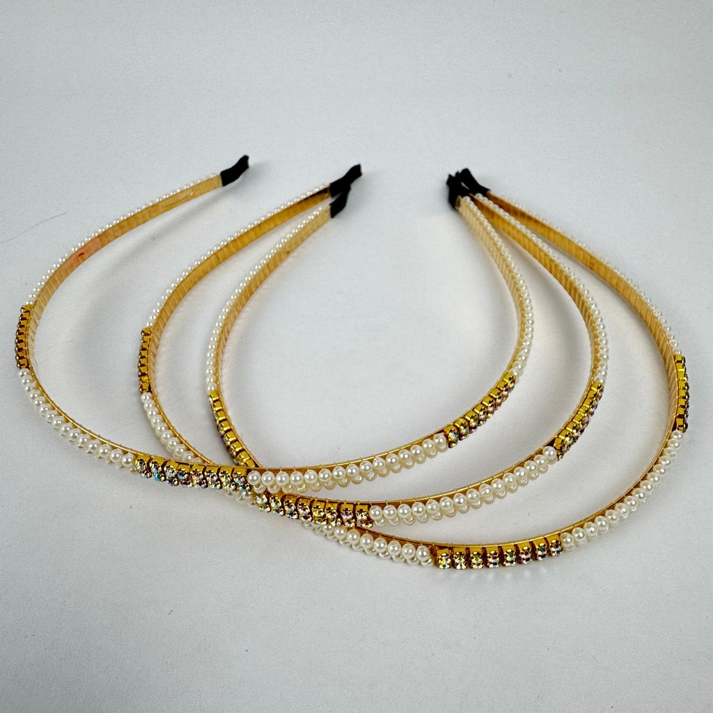 Pearl and golden diamond hairband