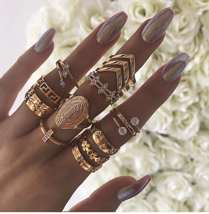 Chunky Rings Bohemian Boho 11 Pieces Set Ring Set