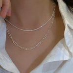 Shiny Silver Themed 2 Layer Necklace