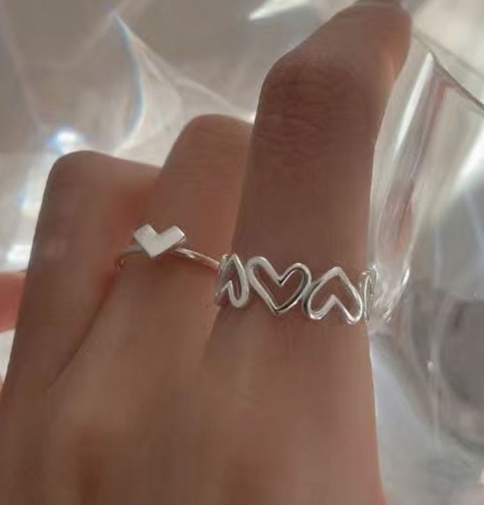 2Pcs Heart-Shaped Rings Set | Fashion Rings, Jewelry