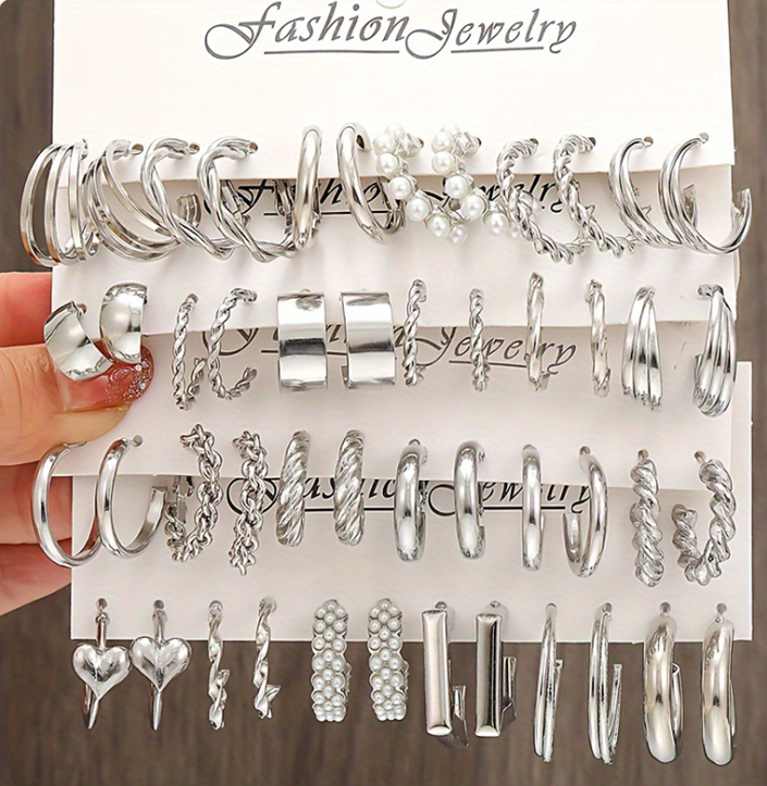 Simple and FashionableTwist Hoop Earrings Set