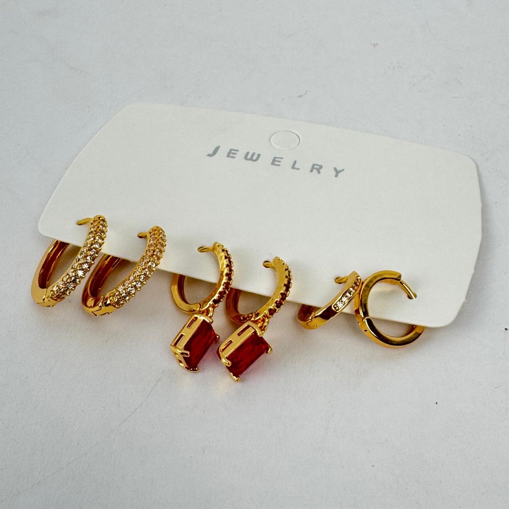 Set of 3 Golden Earrings