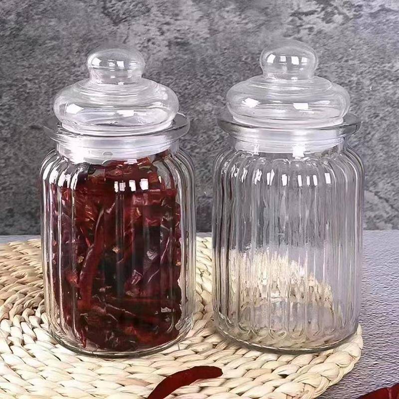 Vertical pattern glass storage jar