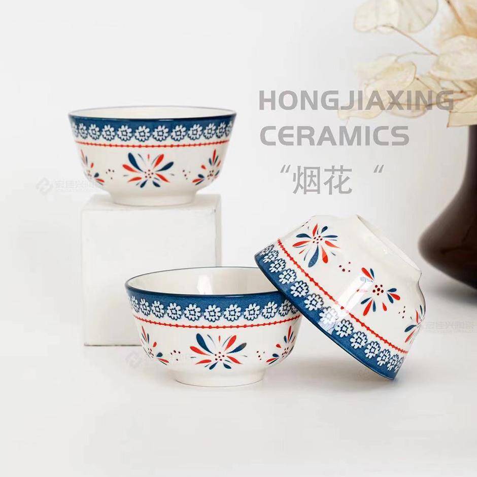 5 inch straight mouth fireworks ceramic bowl