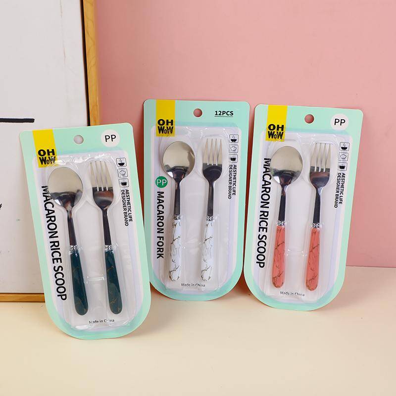 Large marble fork and spoon set-2pcs