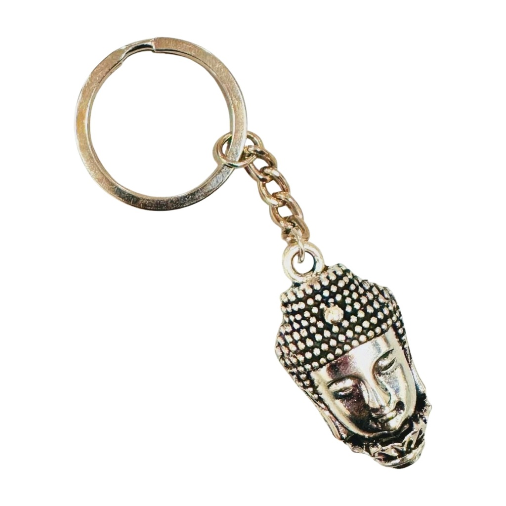 Silver Buddha Head Keyring