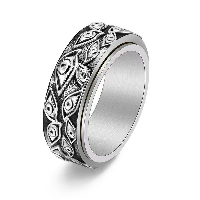  Unisex Chain Design Stainless Steel Band Finger Ring - Minimalist Metal 