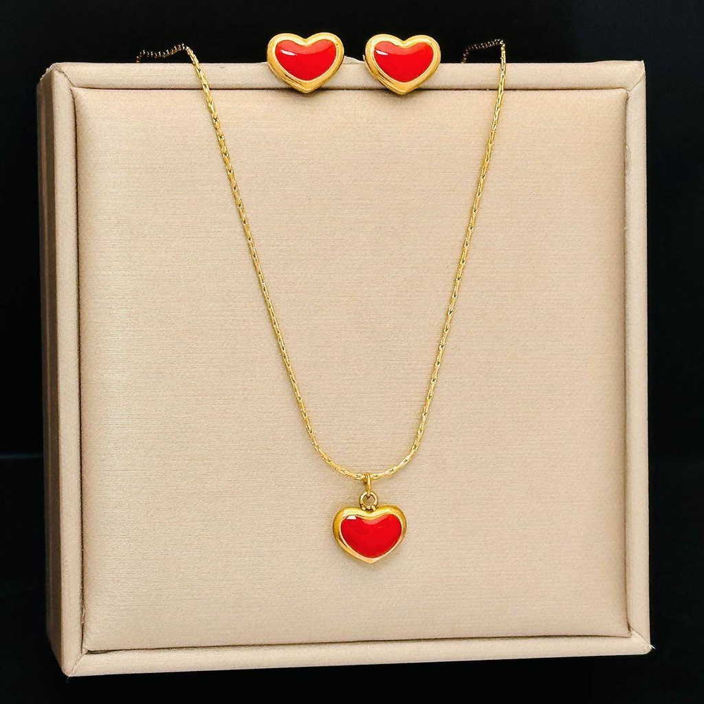 Vnox Heart Locket Necklace For Women 3 Piece Set