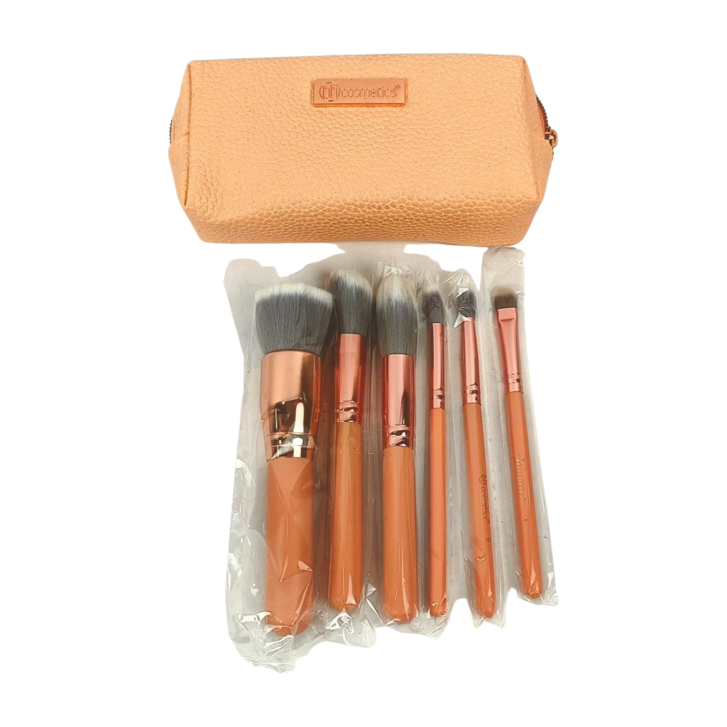 6 piece Brush Set with Cosmetic Bag