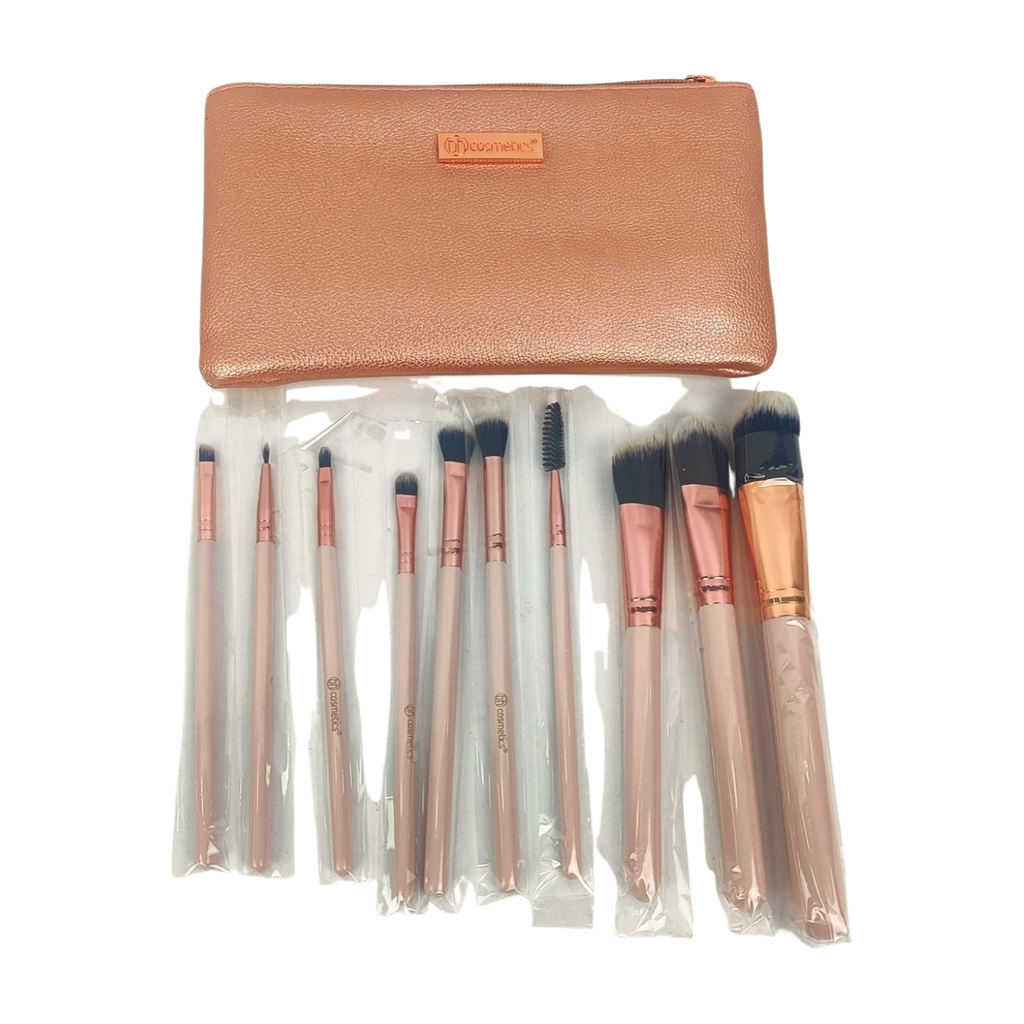 10 Piece Brush Set with Cosmetic Bag