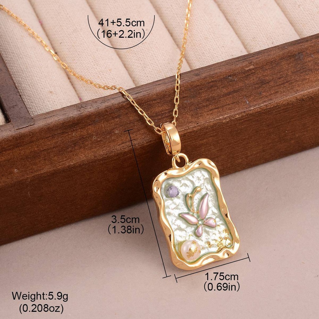 Natural Pearl Crystal Alloy Pendant Necklace