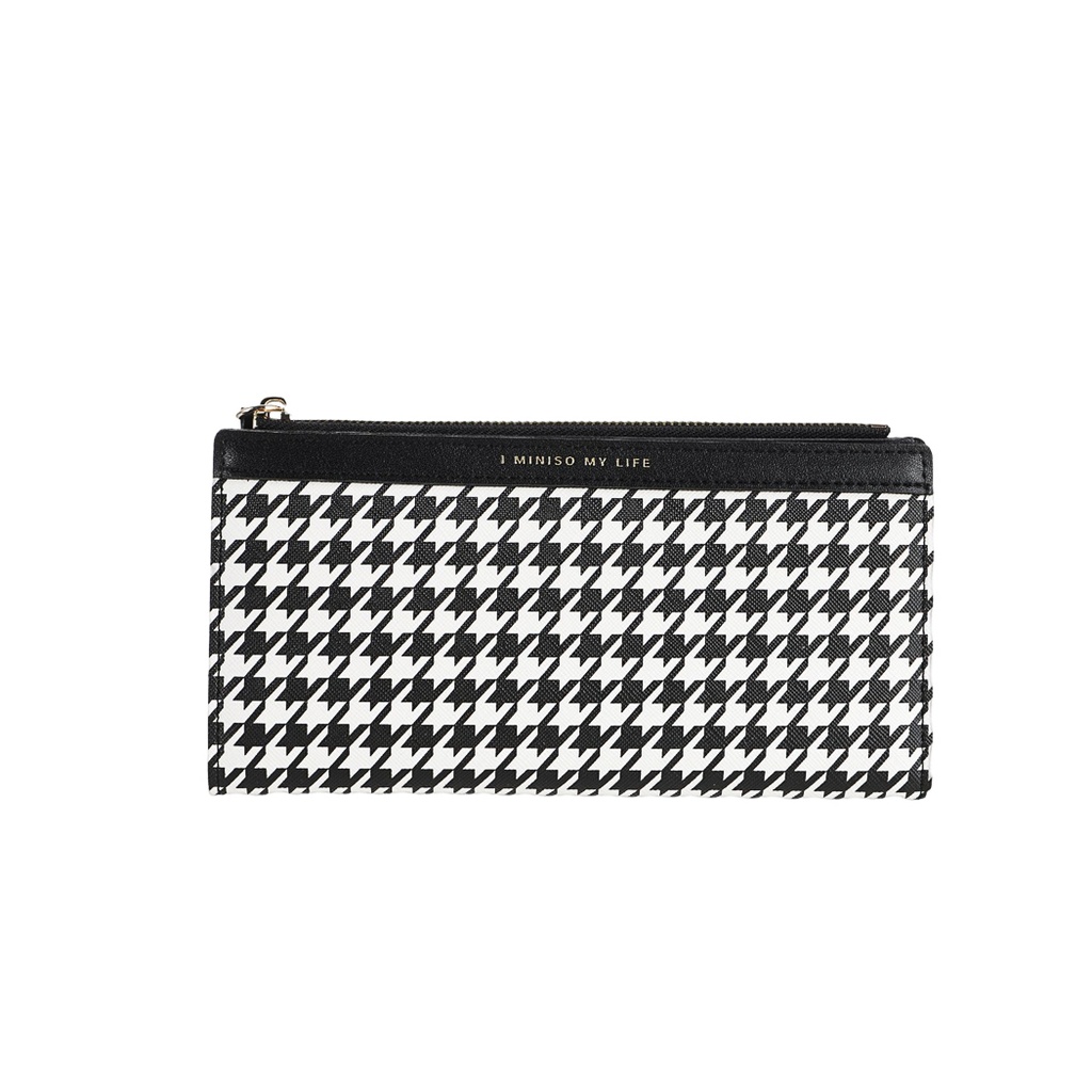 Women's Long Houndstooth Wallet with Zipper