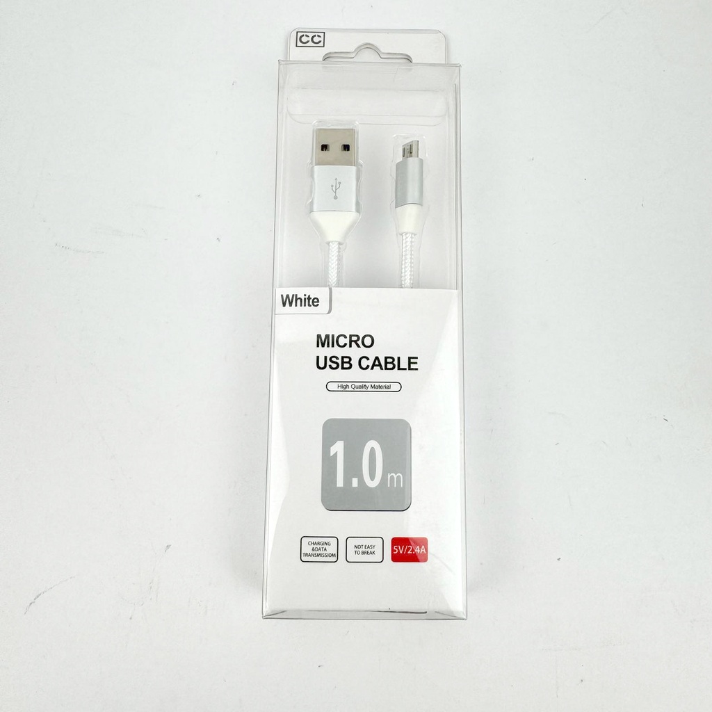 CC 1.0 Metre Woven Aluminium Shell Micro Data Cable 2.4A