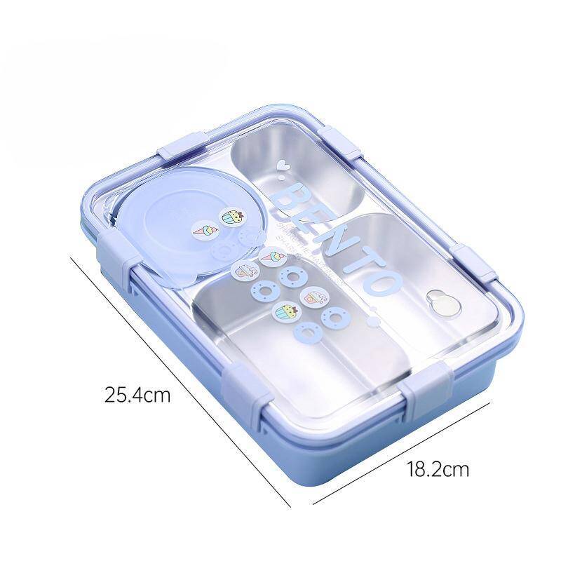 Stylish and fresh 304 stainless steel lunch box (four squares + bowl 850ml+150ml)