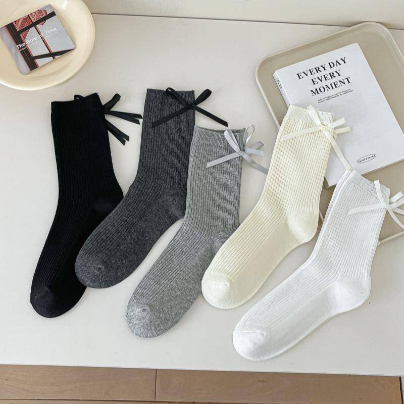 Women's Summer Japanese Bow Versatile Stacking Cotton Socks-24SY-2228