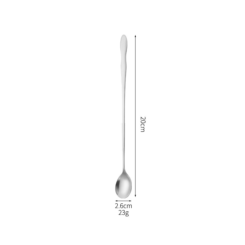 Long Stirring Stainless Steel Silver Ice Round Spoon