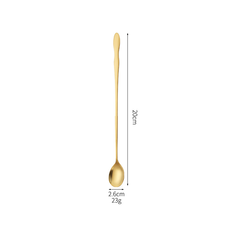 Long Stirring Stainless Steel Gold Ice Round Spoon